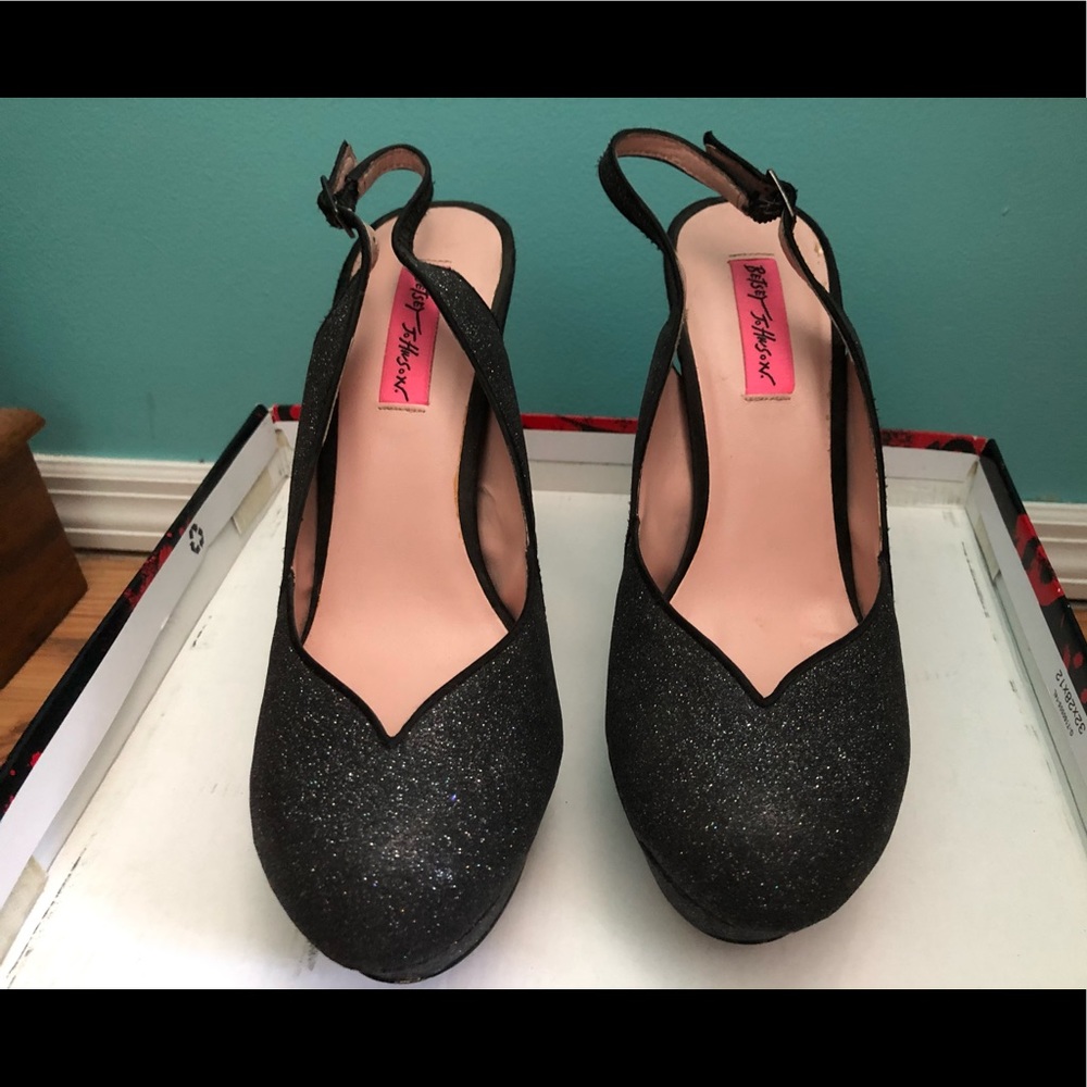 Betsey Johnson black sparkle heels